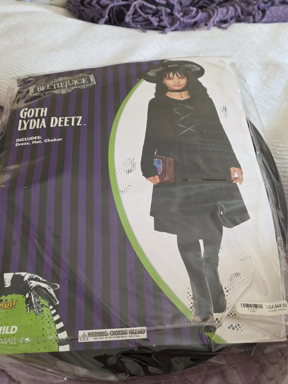 Spirit Beetlejuice Goth Lydia Deetz Costume - Black & Purple Accents